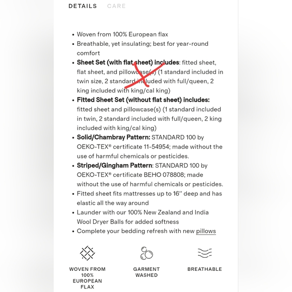 Quince 100% Linen Toffee Fitted Sheet & 2 Pillowcases! Cal. King (861) - Picture 4 of 11